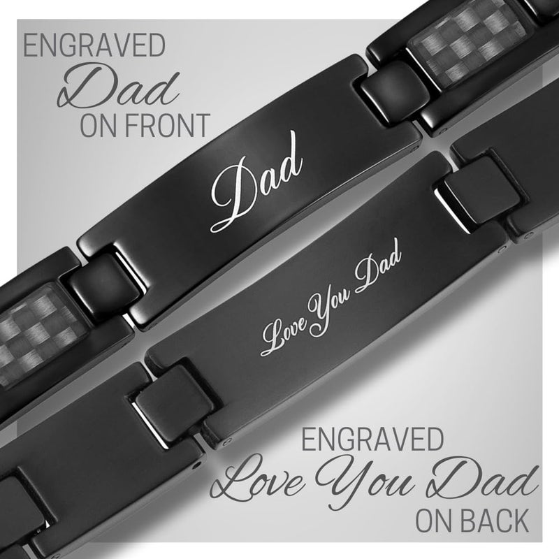 Willis Judd Mens DAD Titanium Bracelet Engraved Love You Dad Carbon Fiber Adjusting Tool & Gift Box Included - Image 3